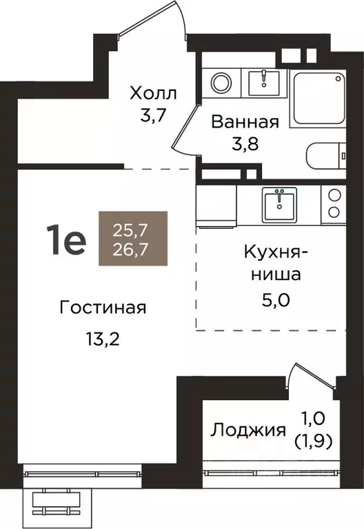Студия Пермский край, Пермь ул. Капитана Гастелло, 21 (26.7 м) - Фото 1