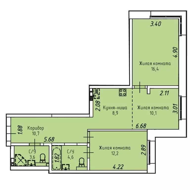 3-комнатная квартира: Иркутск, Култукская улица, 16 (66.5 м) - Фото 0