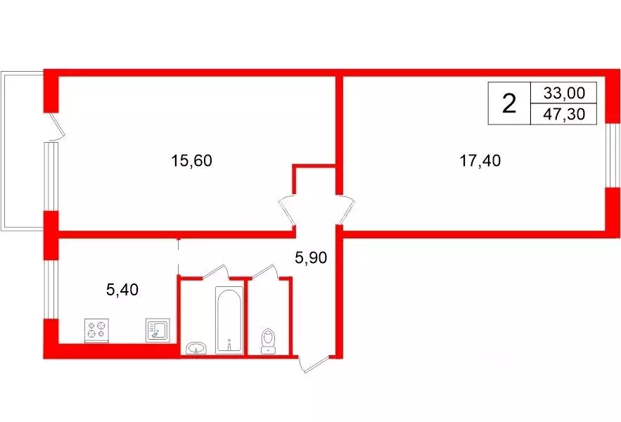 2-к кв. Ленинградская область, Гатчинский муниципальный округ, Дружная ... - Фото 2