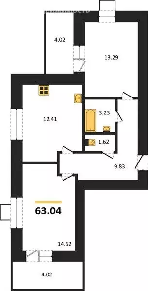 2-комнатная квартира: Пенза, улица Герцена, с106 (63.04 м) - Фото 1