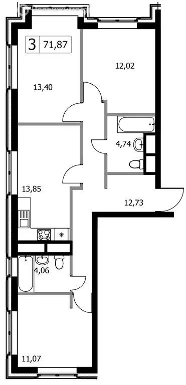 3-комнатная квартира: Москва, НАО, район Внуково, жилой комплекс ... - Фото 1