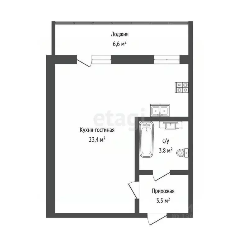 Студия Тюменская область, Тюменский муниципальный округ, д. Патрушева ... - Фото 1