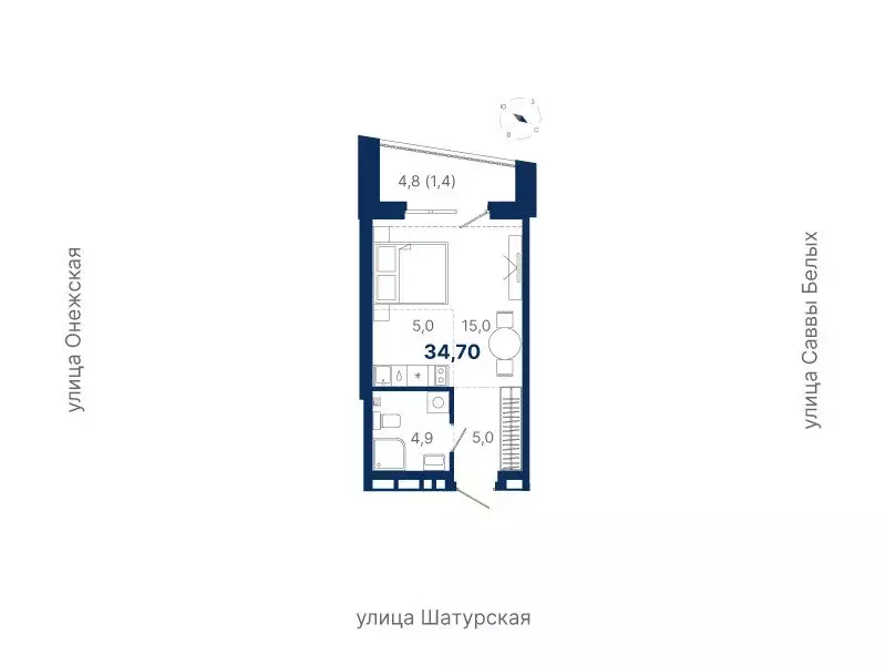 Квартира-студия: Екатеринбург, жилой район Южный, жилая экосистема ... - Фото 0