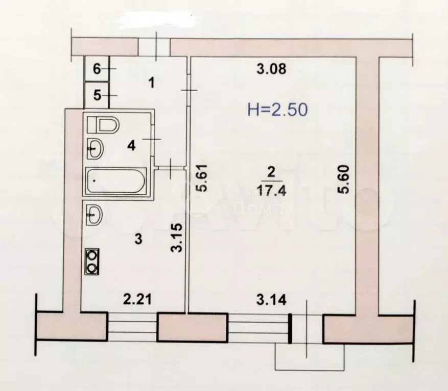 1-к. квартира, 29,5 м, 2/5 эт. - Фото 0