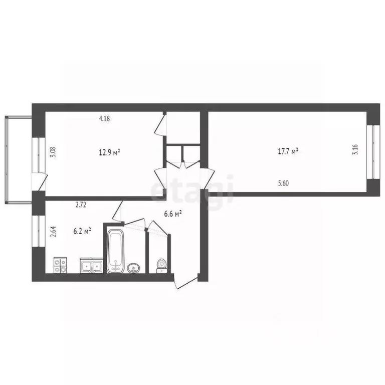 2-к кв. Вологодская область, Вологда 1-й ГПЗ-23 мкр, 10к1 (48.8 м) - Фото 1