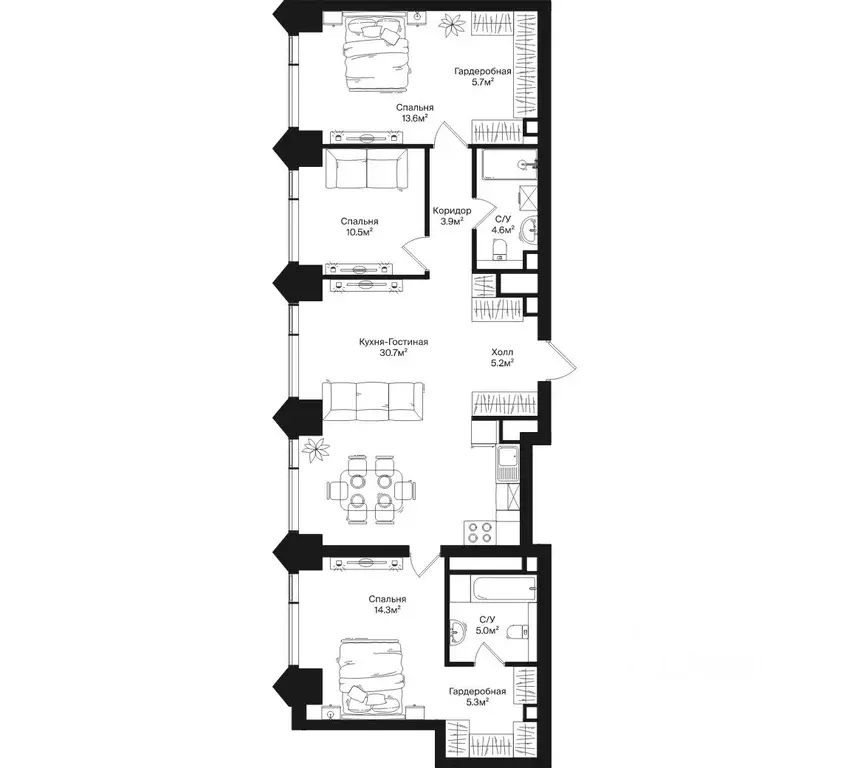 3-к кв. Москва ул. Маршала Бирюзова, 1к1 (98.8 м) - Фото 0