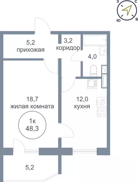 1-к кв. Ханты-Мансийский АО, Нефтеюганск 17-й мкр,  (48.3 м) - Фото 0