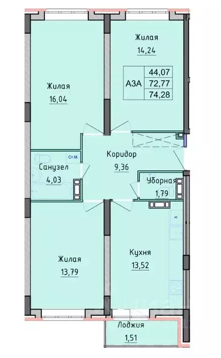 3-к кв. Ярославская область, Ярославль ул. Лескова, 42 (74.28 м) - Фото 1