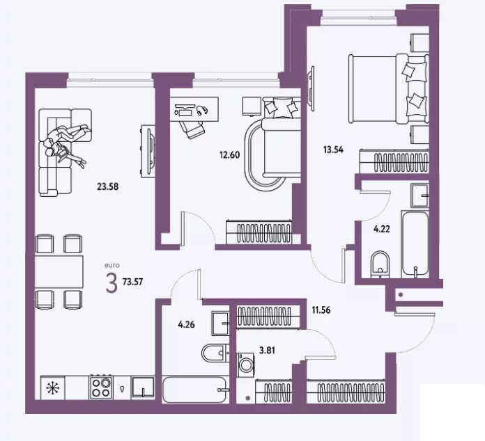Продаётся 2-к квартира, 73.57 м - Фото 0