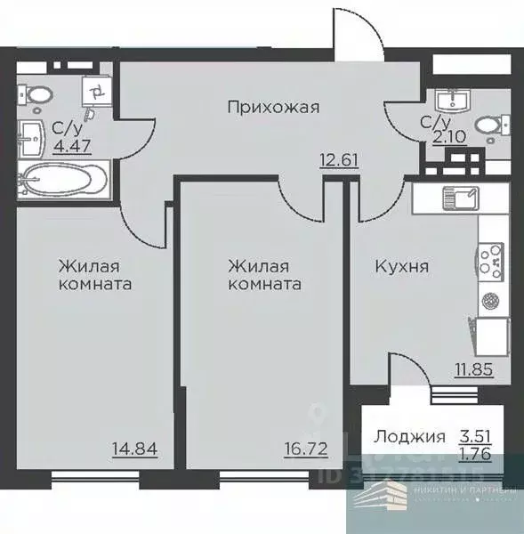 2-к кв. Воронежская область, Воронеж ул. Ломоносова, 116Б (64.4 м) - Фото 0