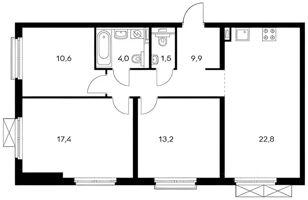 3-к кв. Москва Большая Филевская ул., 3к4 (80.0 м) - Фото 1