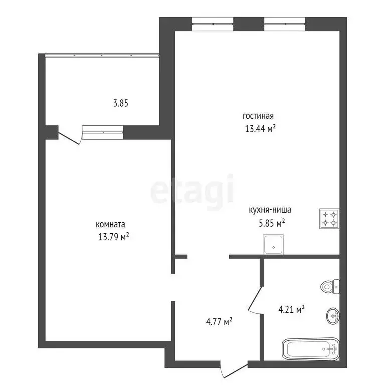 2-комнатная квартира: Красноярск, улица Елены Стасовой, 80 (44 м) - Фото 1