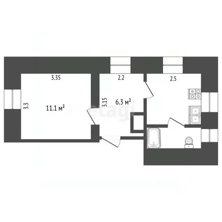 1-к кв. Тамбовская область, Мичуринск Советская ул., 334 (30.0 м) - Фото 2