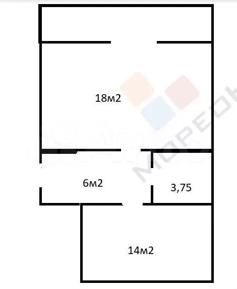 1-к. квартира, 42,5 м, 3/3 эт. - Фото 0