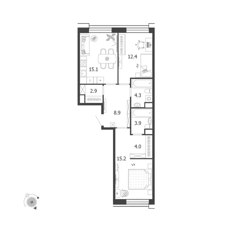 2-к кв. Москва Летниковская ул., 6к2 (66.7 м) - Фото 1