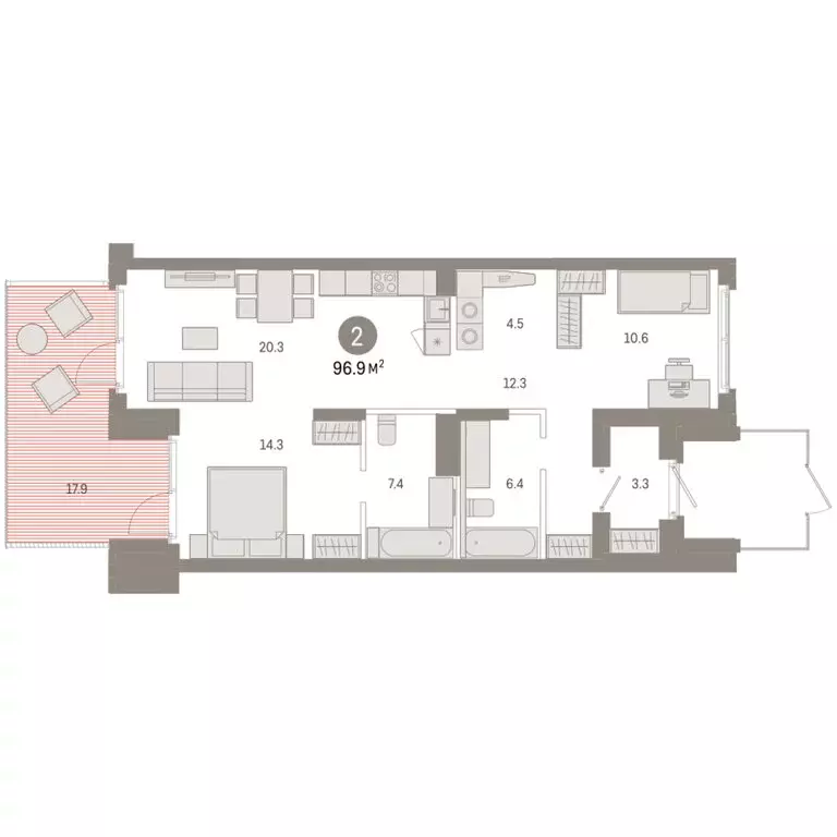 2-комнатная квартира: Тюмень, микрорайон ДОК, ЖК Октябрьский на Туре ... - Фото 2