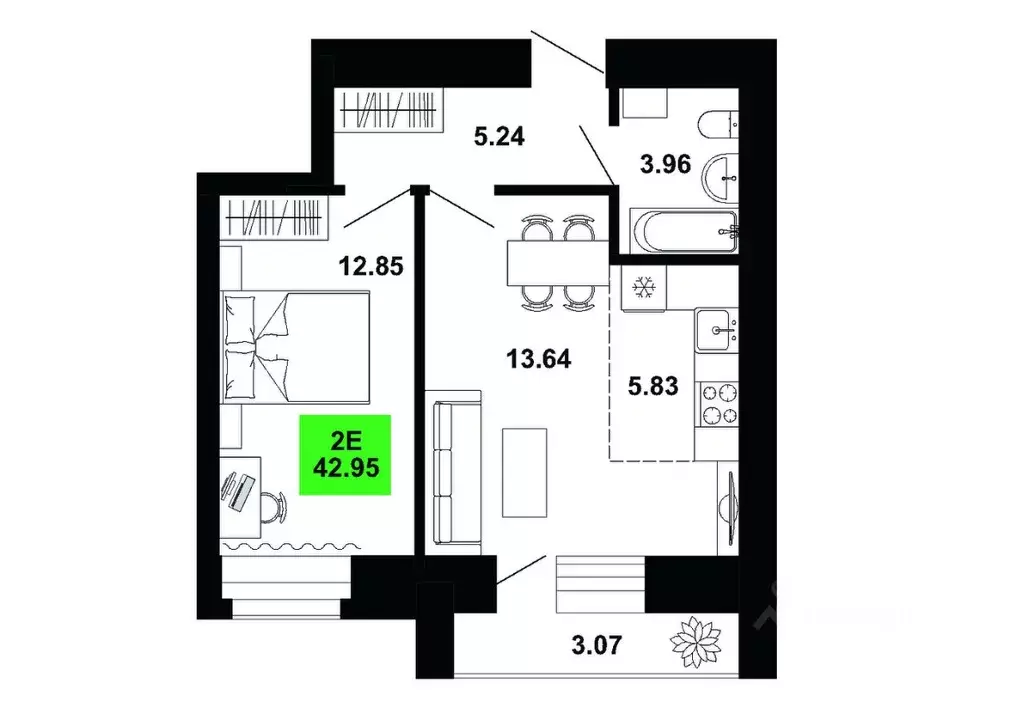 2-к кв. Кировская область, Кирово-Чепецкий район, Федяковское с/пос, ... - Фото 1