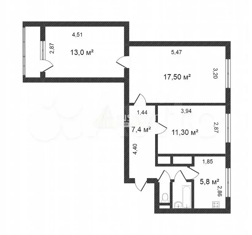 3-к. квартира, 58,2 м, 8/9 эт. - Фото 0