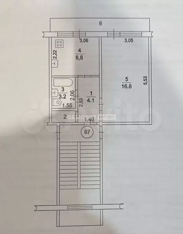 1-к. квартира, 32,1 м, 3/5 эт. - Фото 0