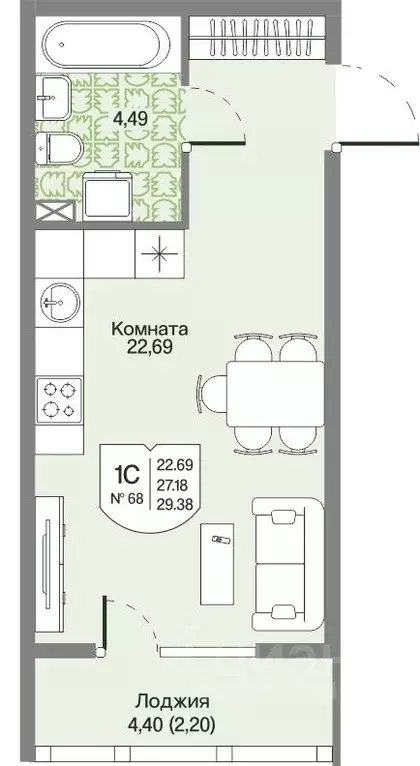 Студия Ленинградская область, Всеволожский район, Бугровское городское ... - Фото 1