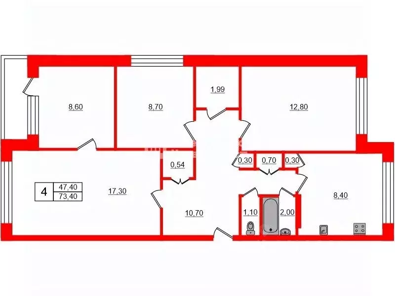 4-к кв. Ленинградская область, Коммунар г. Гатчинский муниципальный ... - Фото 2