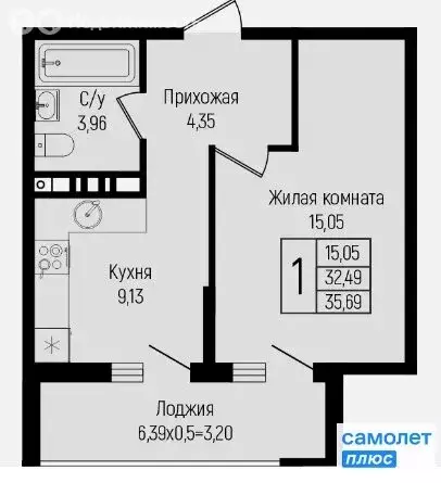 1-комнатная квартира: Краснодар, отделение № 2 Агрофирмы Солнечная ... - Фото 0