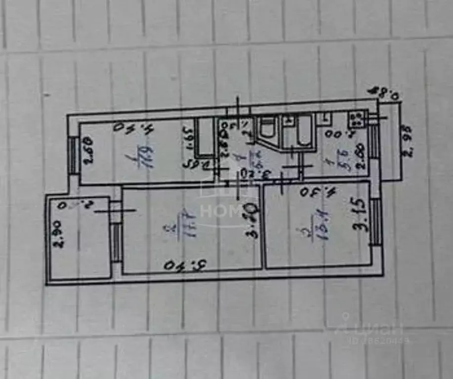 3-к кв. Дагестан, Махачкала ул. Макарова, 19 (62.0 м) - Фото 2