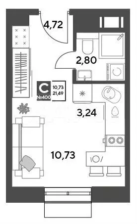 Квартира-студия, 21,5 м, 5/15 эт. - Фото 0