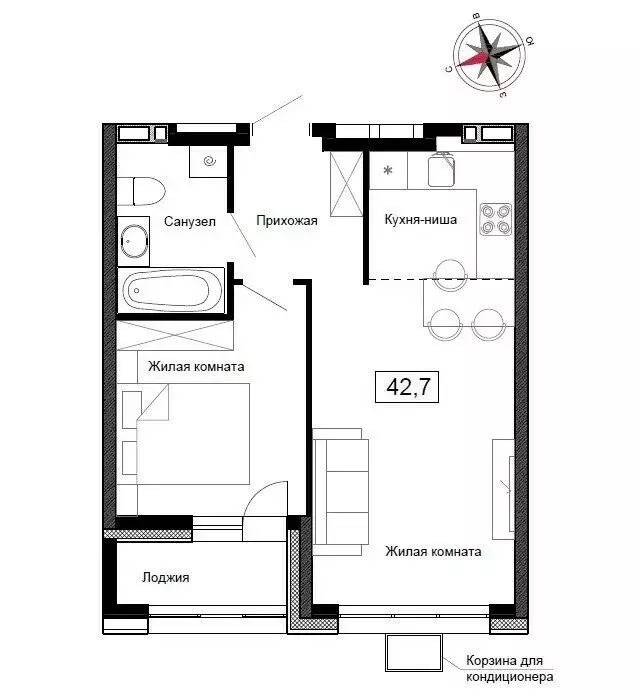 Квартира-студия: Новый, улица Ленина, 6с2 (42.7 м) - Фото 1