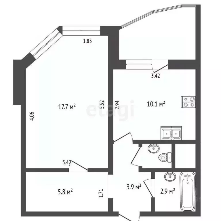 1-к кв. Московская область, Мытищи ул. Борисовка, 20 (41.7 м) - Фото 2
