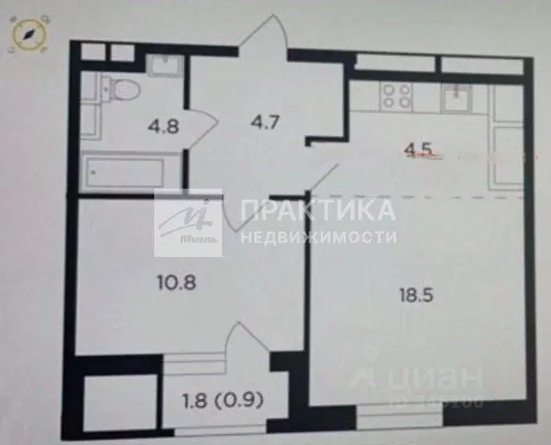 Квартира, 2 комнаты, 44 м - Фото 1