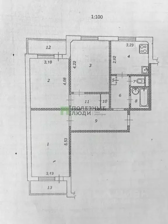 3-к кв. Белгородская область, Белгород ул. Чехова, 7 (73.0 м) - Фото 2