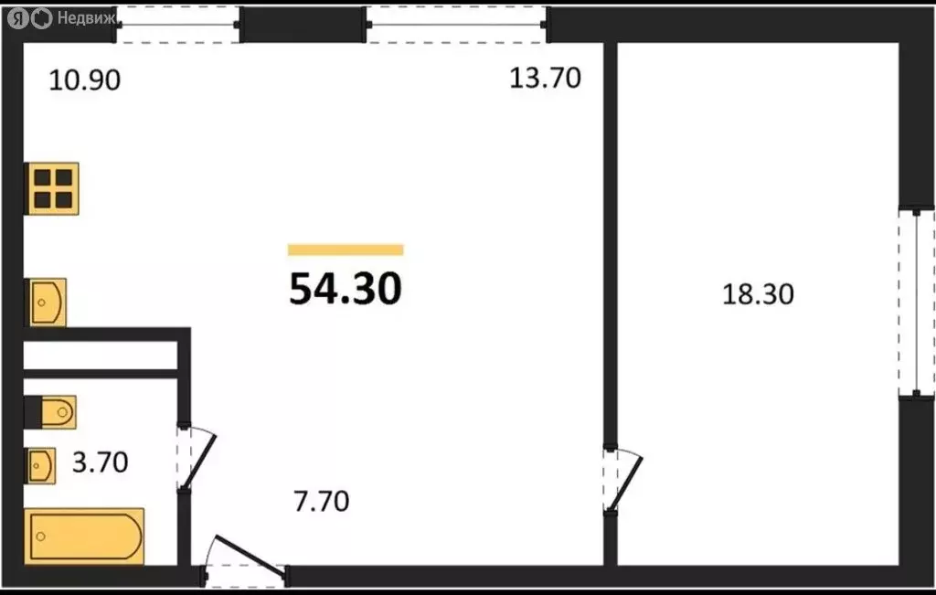 2-комнатная квартира: Кемерово, улица Гагарина, 51 (54 м) - Фото 2
