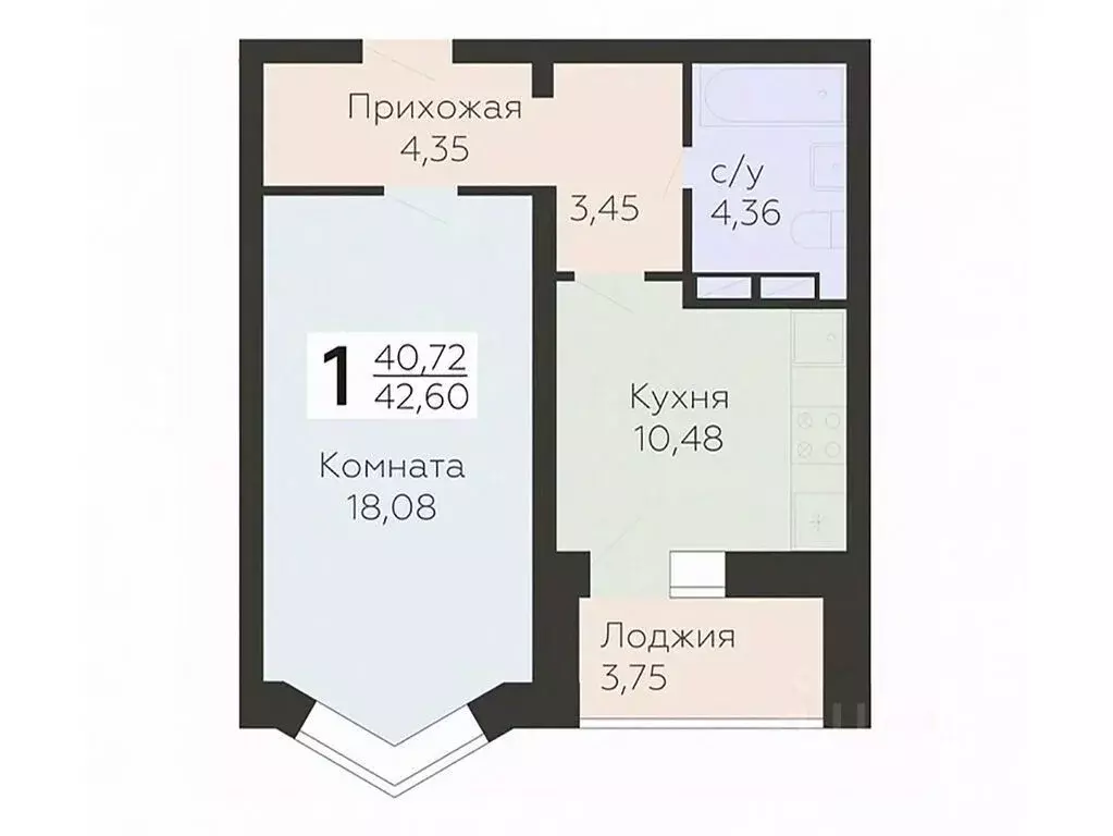 1-к кв. Орловская область, Орел ул. Панчука, 83Б (42.6 м) - Фото 0