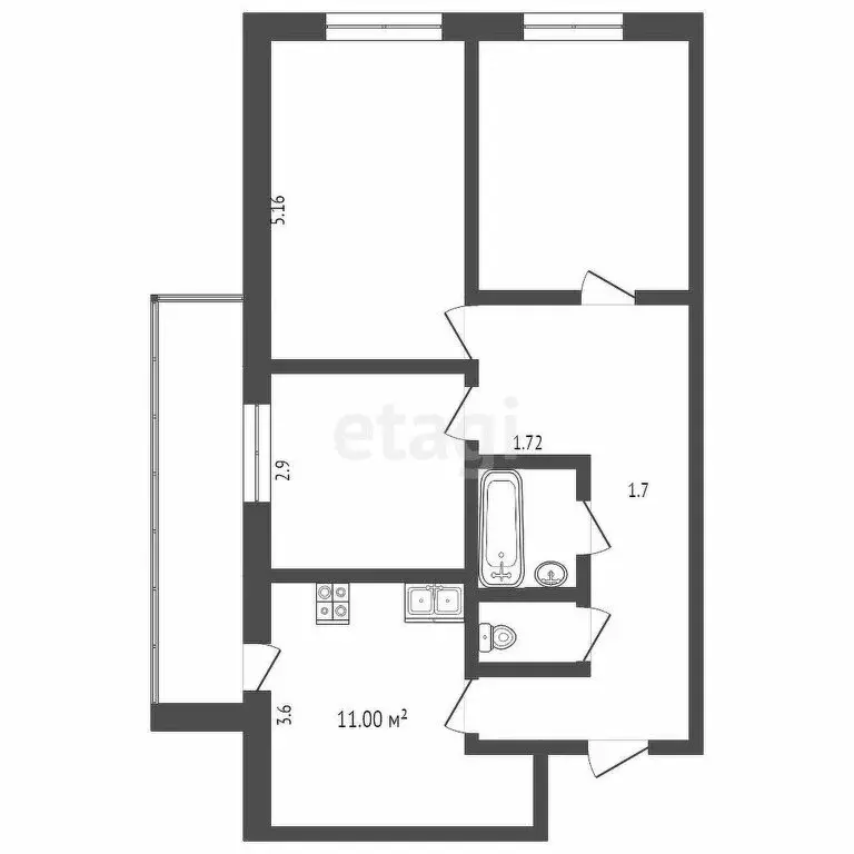 3-комнатная квартира: Тюменский муниципальный округ, рабочий посёлок ... - Фото 1