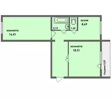 Продаётся 2-к квартира, 56.3 м - Фото 1