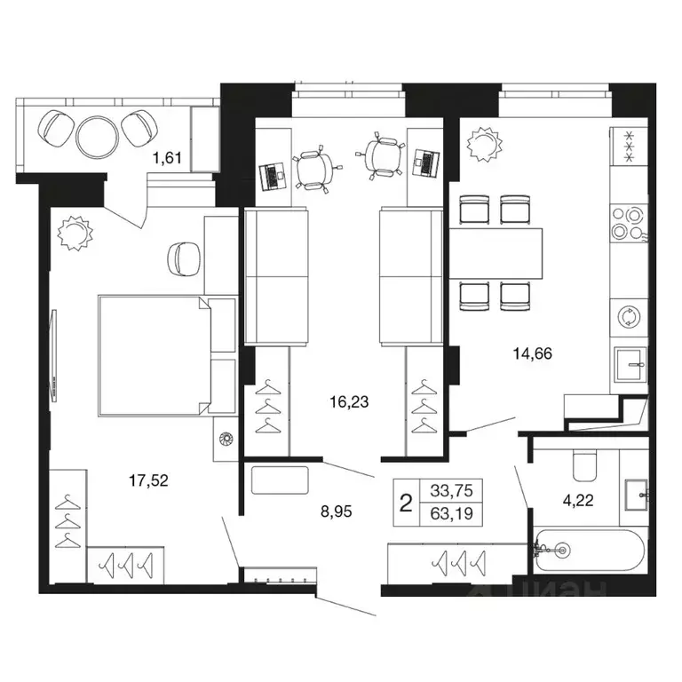 2-к кв. Московская область, Апрелевка Наро-Фоминский городской округ, ... - Фото 1