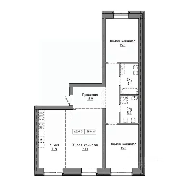 3-к кв. Алтайский край, Барнаул Интернациональная ул., 79 (98.0 м) - Фото 0