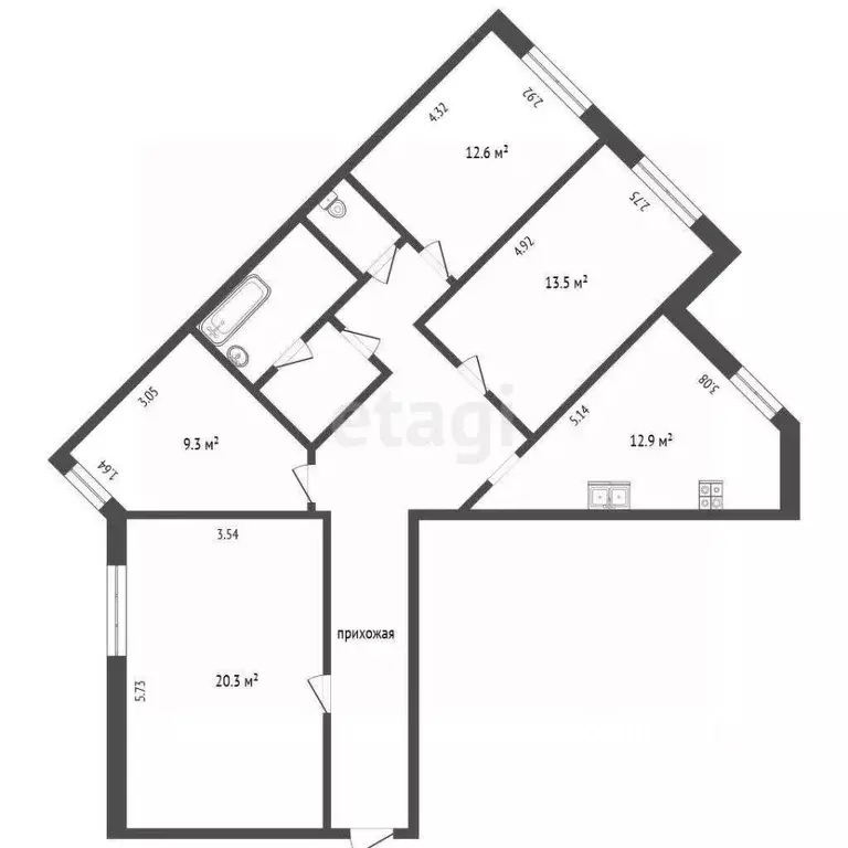 4-к кв. Тюменская область, Тюмень ул. Муравленко, 9 (92.4 м) - Фото 2