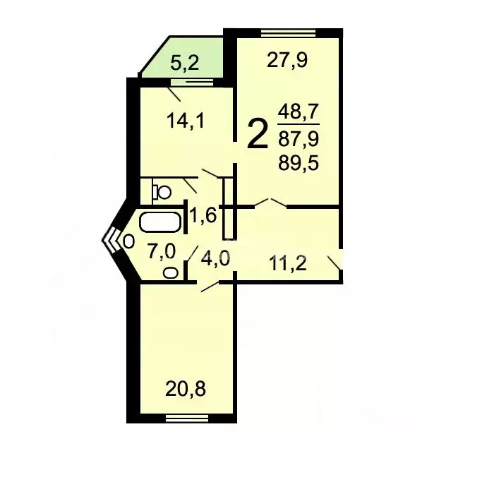 2-к кв. Москва ул. Главмосстроя, 20 (88.1 м) - Фото 2
