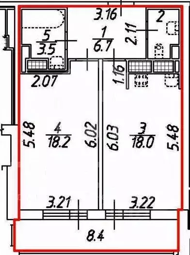 1-к кв. Санкт-Петербург ул. Адмирала Черокова, 18к2 (49.0 м) - Фото 2