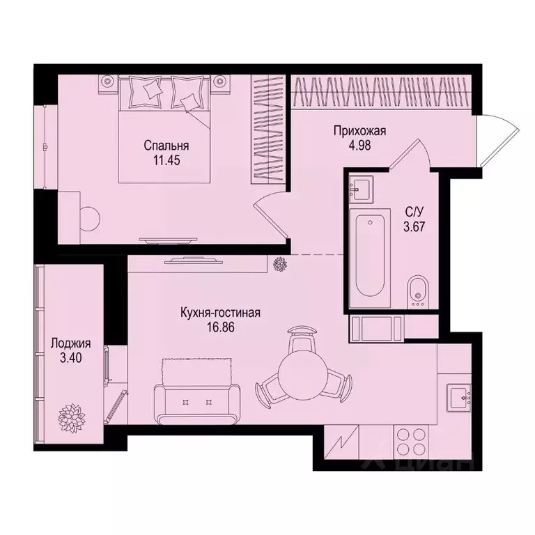 1-к кв. Ленинградская область, Всеволожский район, Заневское городское ... - Фото 1