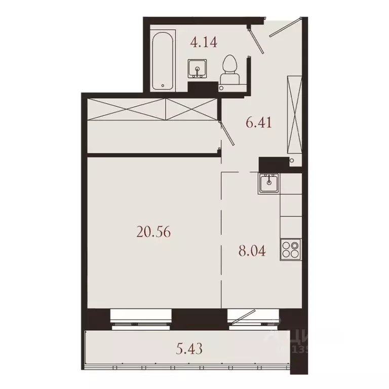1-к кв. Иркутская область, Иркутск Советская ул., 115/1 (44.58 м) - Фото 1