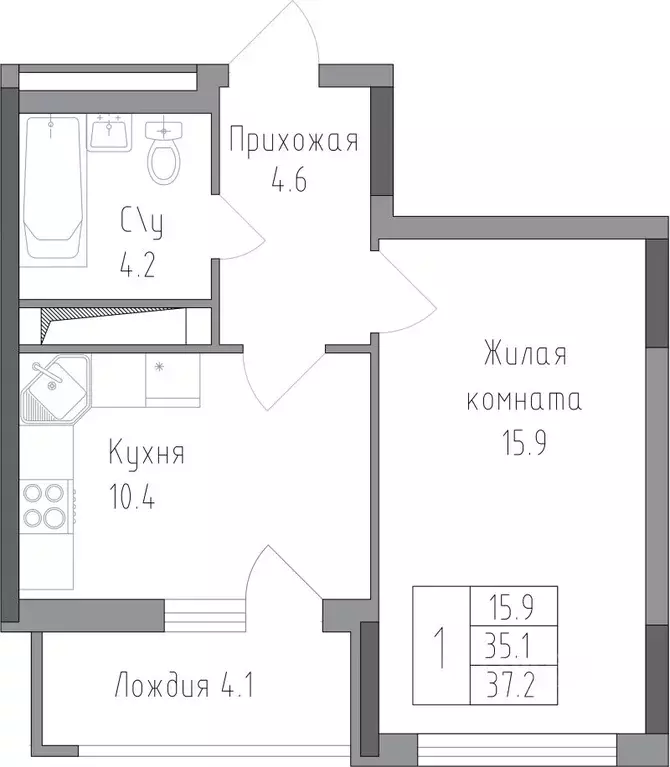 1-к кв. Липецкая область, Липецк ул. Тельмана, 120 (37.2 м) - Фото 0