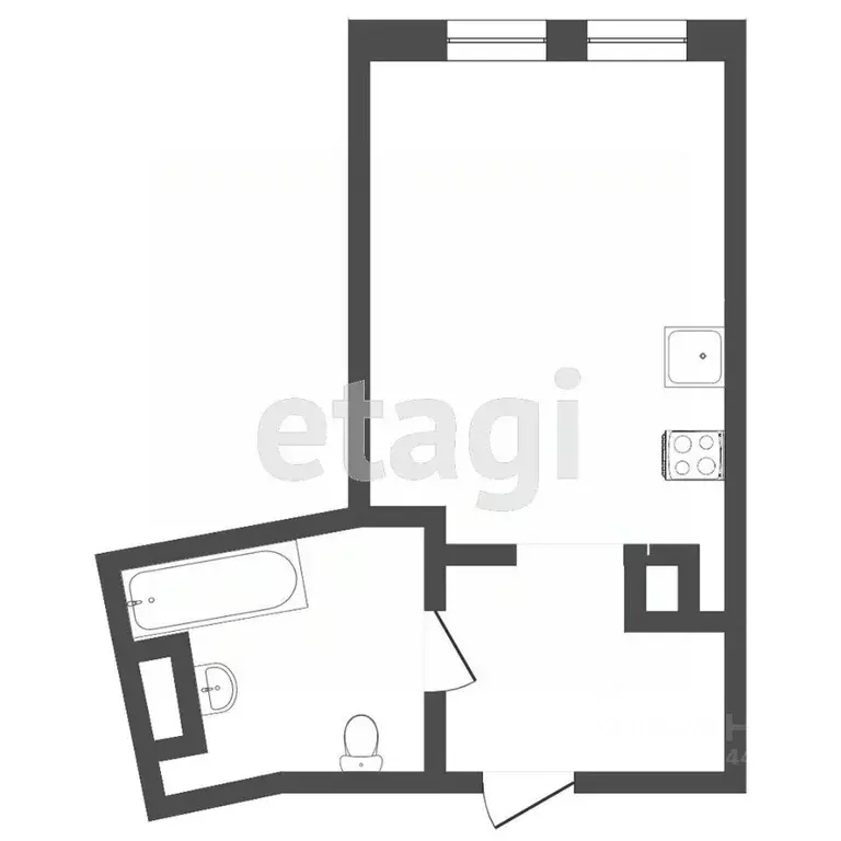 Студия Тюменская область, Тюмень ул. Газовиков, 73к3 (27.3 м) - Фото 0