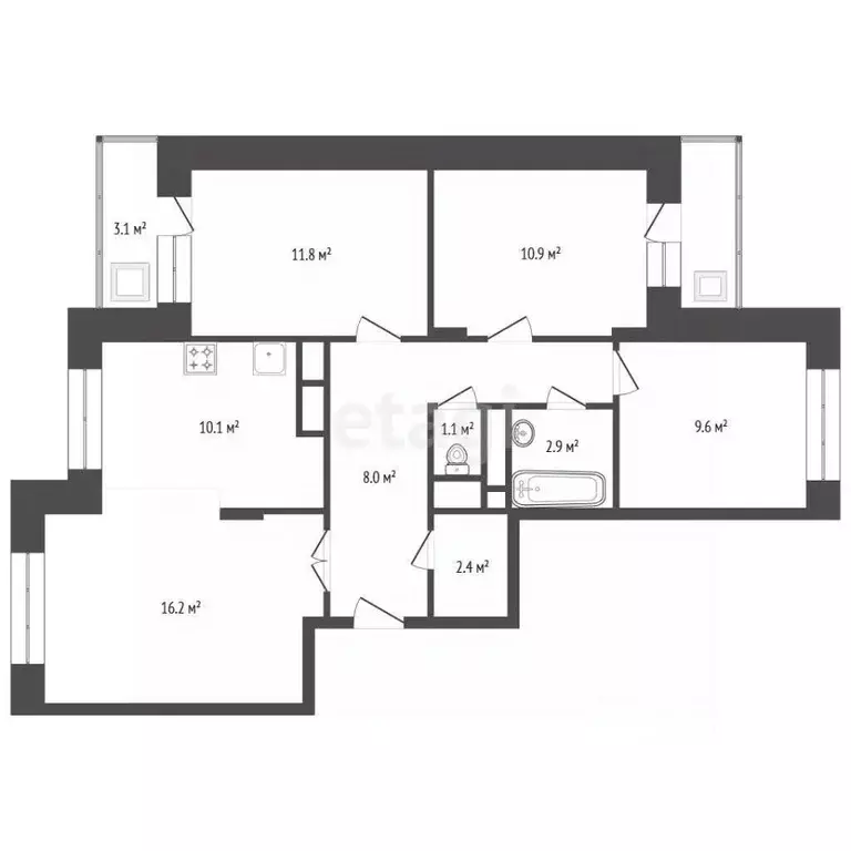 3-к кв. Московская область, Электросталь бул. 60-летия Победы, 14 ... - Фото 2