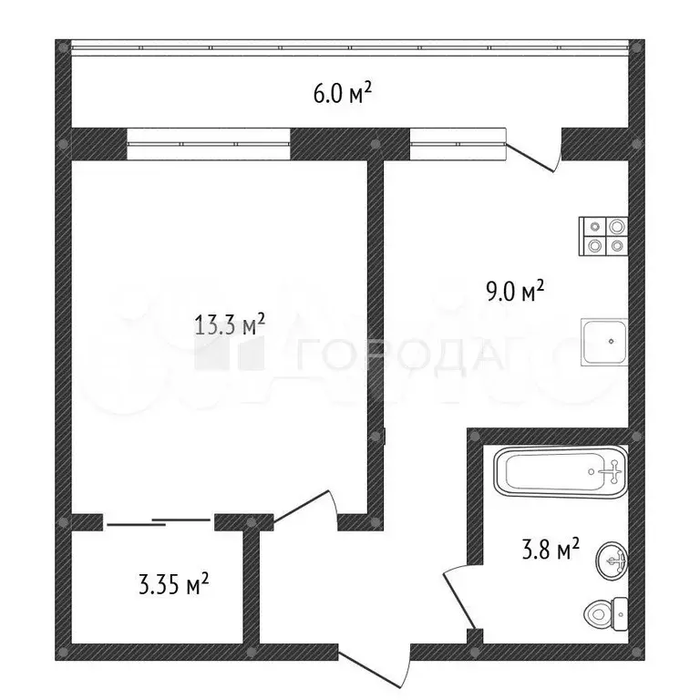 1-к. квартира, 34 м, 4/10 эт. - Фото 0
