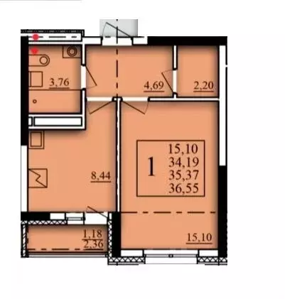 1-комнатная квартира: Уфа, жилой район Затон-Восточный, ЖК Паруса ... - Фото 1