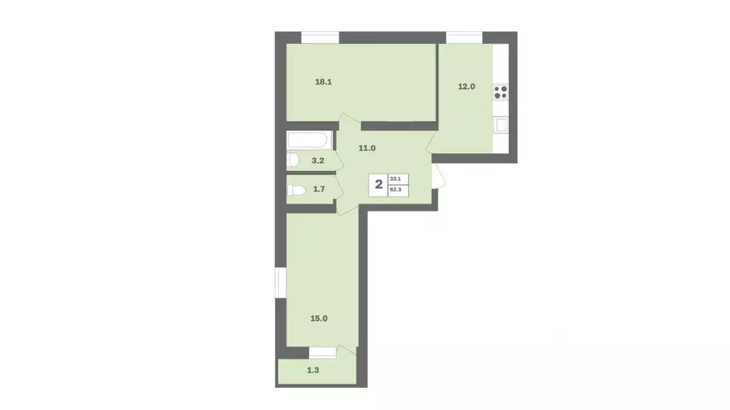 2-к кв. Башкортостан, Уфа Дагестанская ул., лит12 (62.3 м) - Фото 1