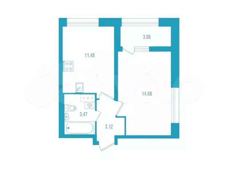 1-к. квартира, 32,6 м, 13/22 эт. - Фото 0